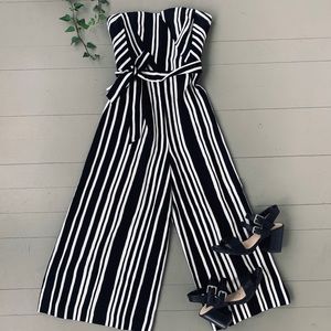 H&M Strapless Striped Jumpsuit